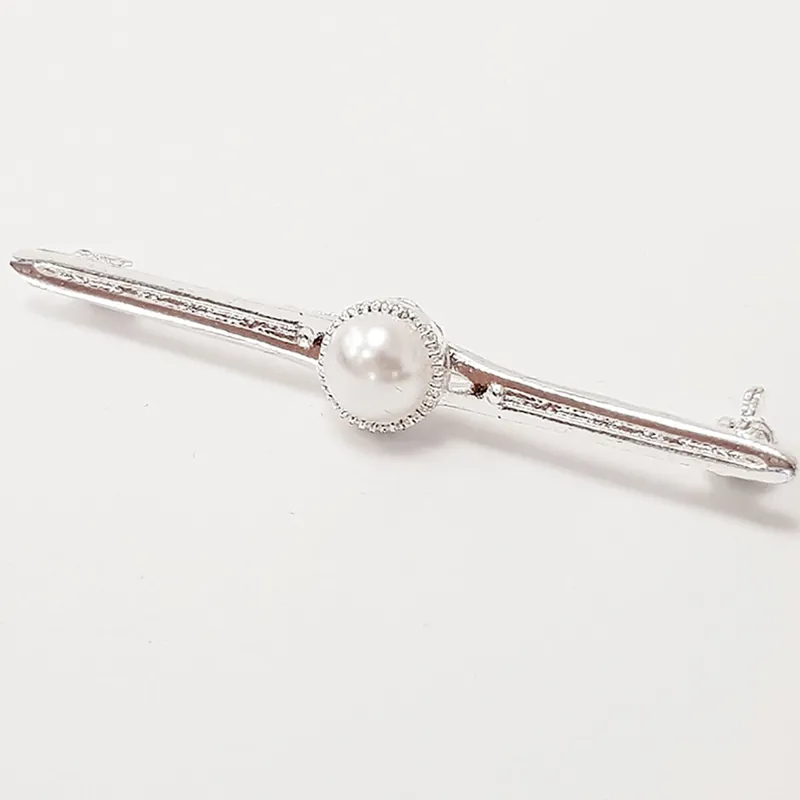Equetech Pearl Stock Pin - White/Silver